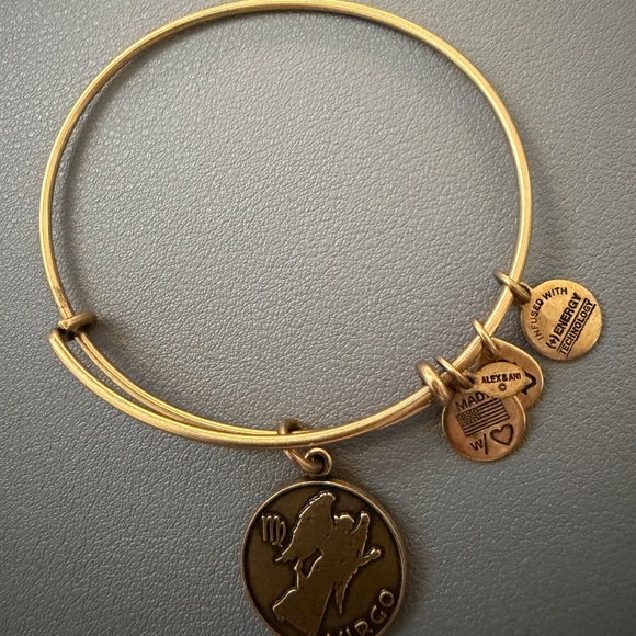 Alex and Ani Antique Gold Virgo Charm Expandable Bangle - Picture 3 of 3